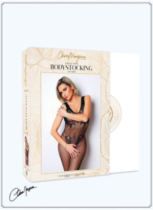 Bodystocking en dentelle noire motif floraux  - Le Numéro 8 - Collection Bodystocking - CM99008